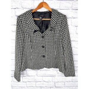 SANDRO Women's Black White Tan Tweed Ruffle Jacket XL